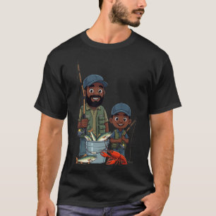 Afroamerikanischer Vater und Sohn beim Angeln T-Shirt