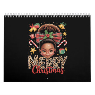 Afroamerikanischer Weihnachts-Messy-Bun Schwarze M Kalender