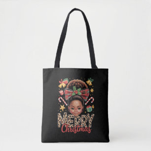 Afroamerikanischer Weihnachts-Messy-Bun Schwarze M Tasche