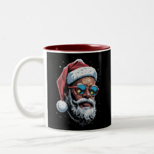 Afroamerikanischer Weihnachts-Pyjama Xmas Afro San Zweifarbige Tasse