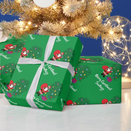 Afroamerikanischer Weihnachtsbaum Green Geschenkpapier (Feiertage)