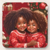 Afroamerikanischer Weihnachtsbaum-Untersetzer Cork Getränkeuntersetzer (Vorderseite)