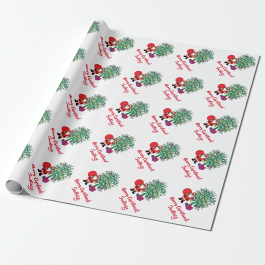 Afroamerikanischer Weihnachtsbaum White Geschenkpapier (Ungerollt)
