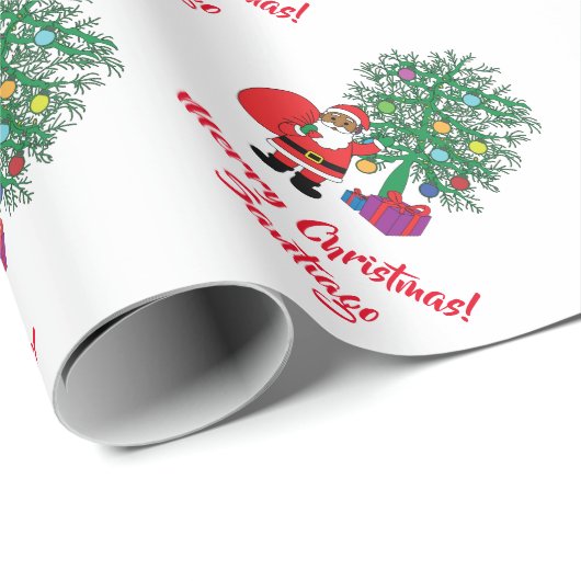 Afroamerikanischer Weihnachtsbaum White Geschenkpapier (Rolleneckpunkt)
