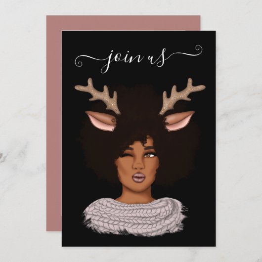 Afroamerikanischer Weihnachtsbummler Invi Einladung (Vorne/Hinten)