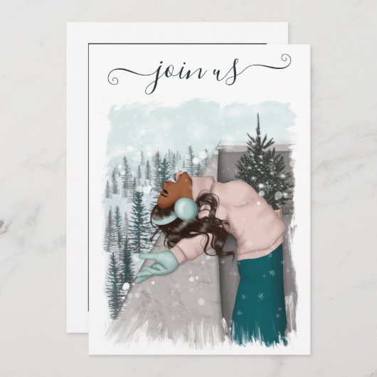 Afroamerikanischer Weihnachtsbummler Invi Einladung (Vorne/Hinten)