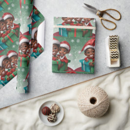 Afroamerikanischer Weihnachtself Geschenkpapier