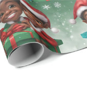 Afroamerikanischer Weihnachtself Geschenkpapier (Rolleneckpunkt)