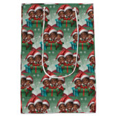 Afroamerikanischer Weihnachtself Mittlere Geschenktüte (Rückseite)