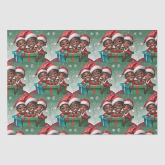 Afroamerikanischer Weihnachtself Seidenpapier (Vorderseite)