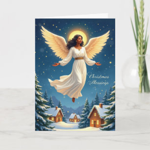 Afroamerikanischer Weihnachtsengel des Friedens Karte