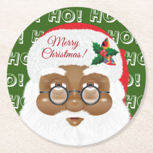 Afroamerikanischer Weihnachtsfeiertag Rou Runder Pappuntersetzer