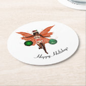 Afroamerikanischer Weihnachtsgebäck-Untersetzer Runder Pappuntersetzer (Angewinkelt)