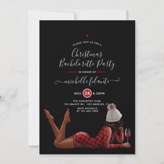 Afroamerikanischer WeihnachtsJunggeselinnen-Abschi Einladung (Rückseite)