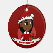 Afroamerikanischer Weihnachtsmädchen-Cartoon Keramik Ornament (Links)