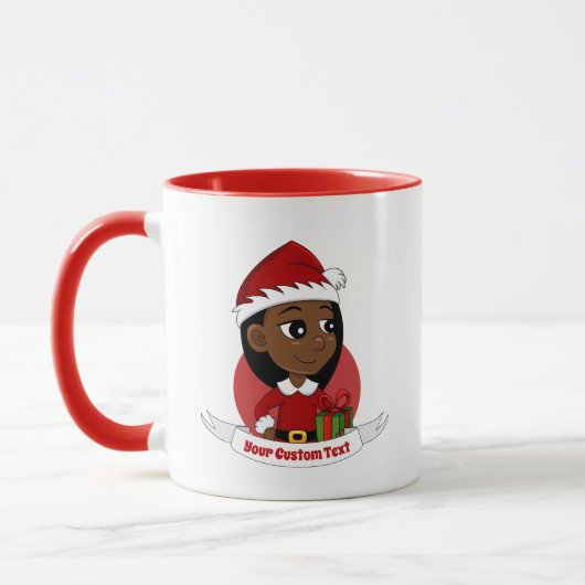 Afroamerikanischer Weihnachtsmädchen-Cartoon Tasse (Links)