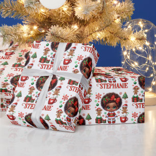 Afroamerikanischer Weihnachtsmann Baby Mädchen Wei Geschenkpapier