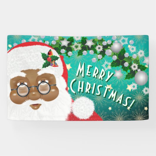 Afroamerikanischer Weihnachtsmann Banner (Horizontal)