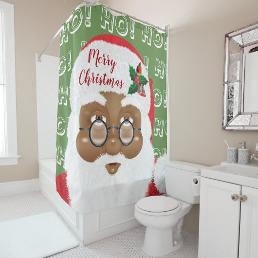 Afroamerikanischer Weihnachtsmann Duschvorhang (Beispiel)