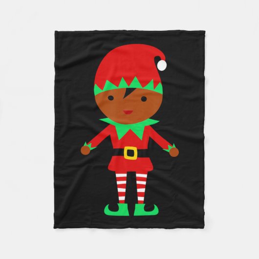Afroamerikanischer Weihnachtsmann Elf Fleecedecke (Vorderseite)