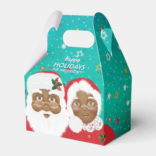 Afroamerikanischer Weihnachtsmann & Frau Claus Wei Geschenkschachtel (Vorderseite)