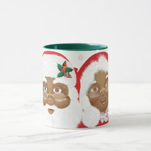 Afroamerikanischer Weihnachtsmann & Frau Claus Wei Tasse