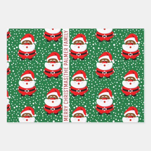 Afroamerikanischer Weihnachtsmann frohe Weihnachte Geschenkpapier Set (Vorderseite 3)