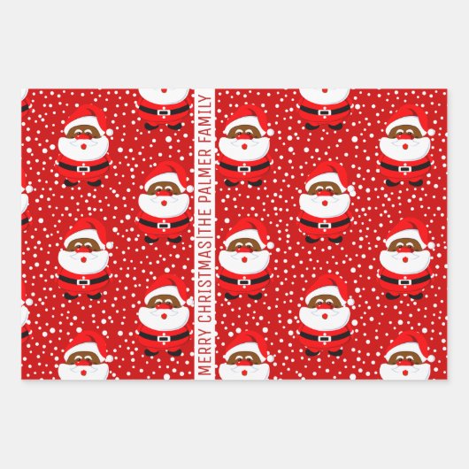 Afroamerikanischer Weihnachtsmann frohe Weihnachte Geschenkpapier Set (Vorderseite 2)