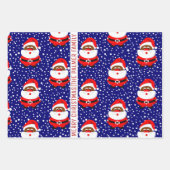 Afroamerikanischer Weihnachtsmann frohe Weihnachte Geschenkpapier Set (Vorderseite)