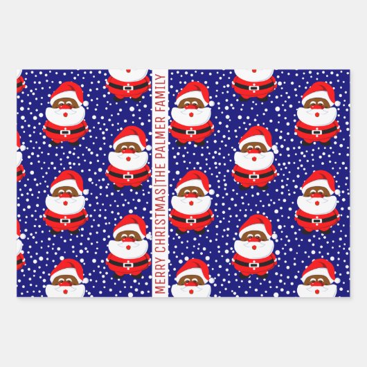 Afroamerikanischer Weihnachtsmann frohe Weihnachte Geschenkpapier Set (Vorderseite)