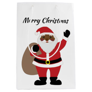 Afroamerikanischer Weihnachtsmann frohe Weihnachte Mittlere Geschenktüte