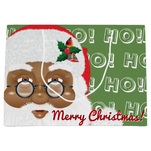 Afroamerikanischer Weihnachtsmann Große Geschenktüte (Vorderseite)