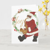 Afroamerikanischer Weihnachtsmann Karte (Gelbe Blume)