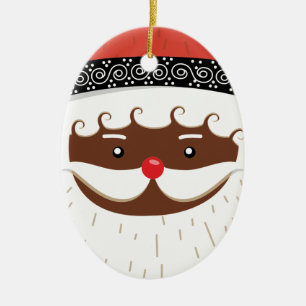 afroamerikanischer Weihnachtsmann Keramik Ornament