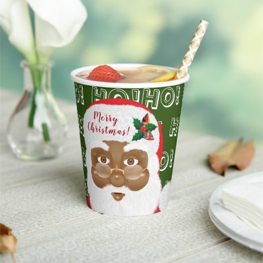 Afroamerikanischer Weihnachtsmann Pappbecher (In Situ)