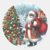Afroamerikanischer Weihnachtsmann Runder Aufkleber (Vorderseite)