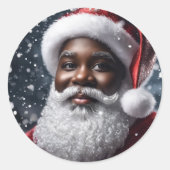 Afroamerikanischer Weihnachtsmann Runder Aufkleber (Vorderseite)