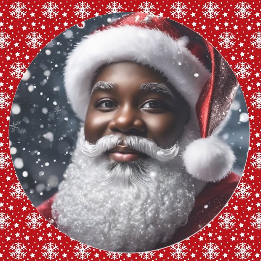 Afroamerikanischer Weihnachtsmann Runder Aufkleber