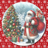 Afroamerikanischer Weihnachtsmann Runder Aufkleber