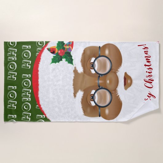 Afroamerikanischer Weihnachtsmann Strandtuch (Vorderseite)