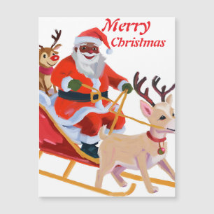 Afroamerikanischer Weihnachtsmann und Freunde Magnetkarte