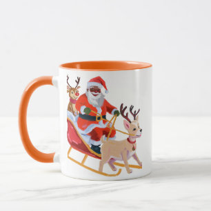 Afroamerikanischer Weihnachtsmann und Freunde Tasse