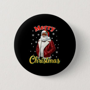 Afroamerikanischer Weihnachtsmann Weihnachten Cool Button