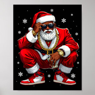 Afroamerikanischer Weihnachtsmann Weihnachten Schw Poster