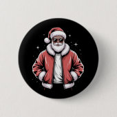Afroamerikanischer Weihnachtsmann Weihnachts-Pyjam Button (Vorderseite)