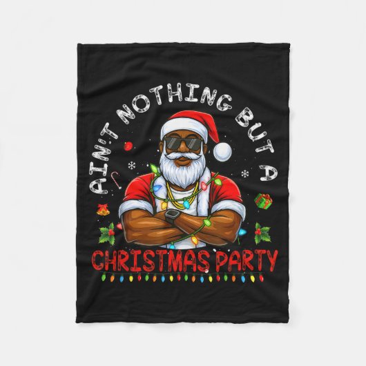 Afroamerikanischer Weihnachtsmann Weihnachts-Pyjam Fleecedecke (Vorderseite)