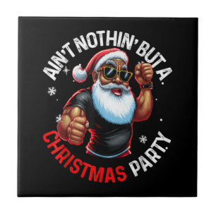 Afroamerikanischer Weihnachtsmann Weihnachts-Pyjam Fliese