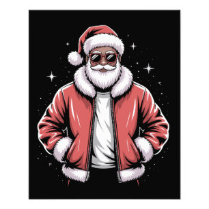 Afroamerikanischer Weihnachtsmann Weihnachts-Pyjam Fotodruck