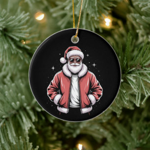 Afroamerikanischer Weihnachtsmann Weihnachts-Pyjam Keramik Ornament