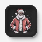 Afroamerikanischer Weihnachtsmann Weihnachts-Pyjam Pappteller (Vorderseite)